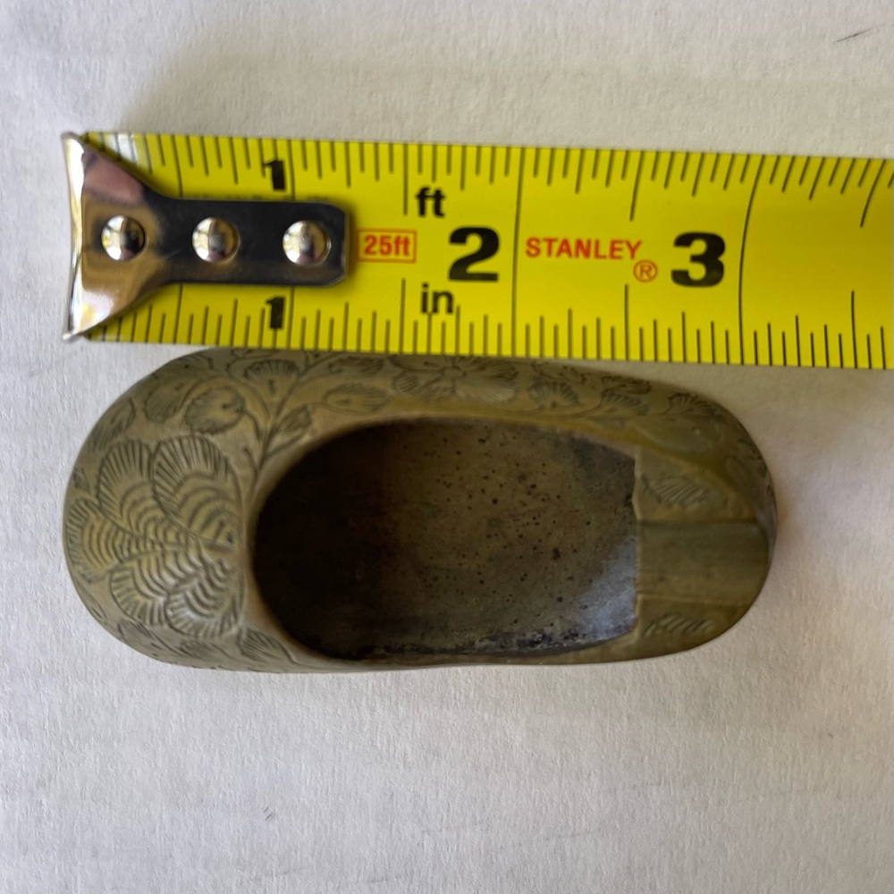 Vintage Brass Shoe Ashtray 3 Inch Made in India Floral Design